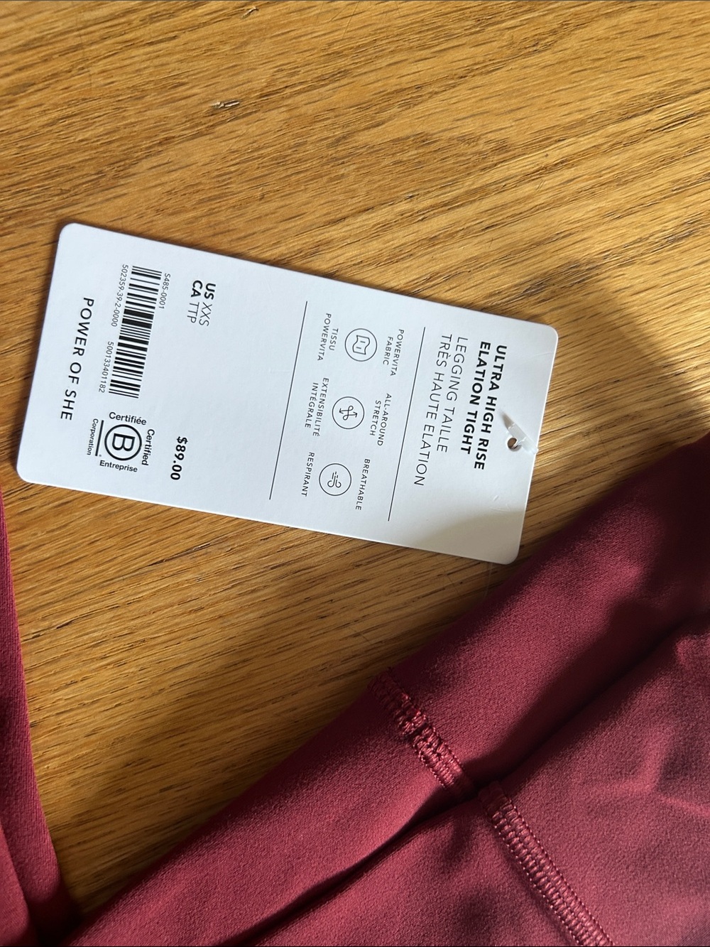 Ultra High Elation Rise Legging Tight in Burgundy xxs